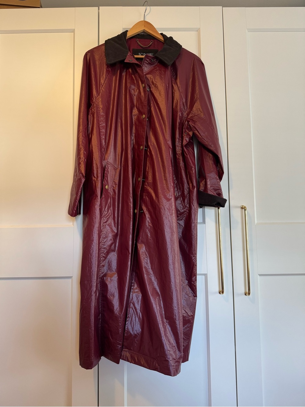 NWT J.Crew Shiny Long Barn Coat | Size XL